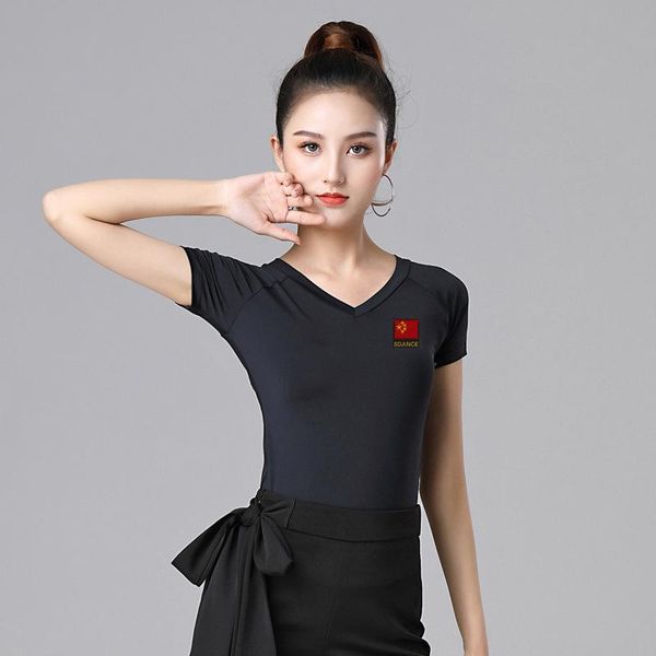 

men's sweaters summer mesh short sleeved women's latin dance national standard modern friendship body clothes practice, White;black