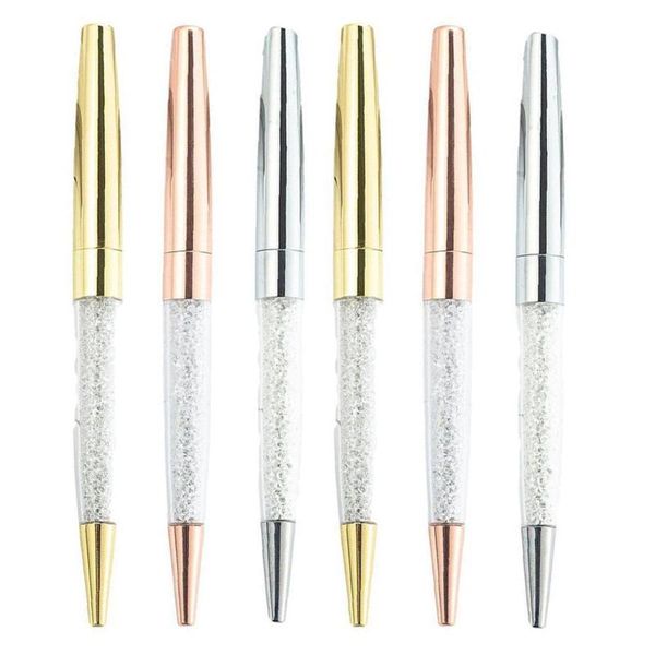 

crystal ballpoint pen student spinning metal luxury roller pens rose gold school office stationery supplies, Blue;orange