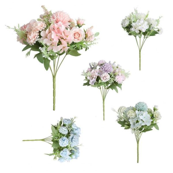 

decorative flowers & wreaths 5 colors artificial flower handmade attractive faux silk non-fading 7 heads rose fake for living room