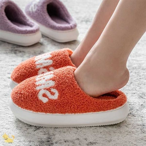 

women men fluffy slippers winter warm cotton shoes cute bear 4cm high heel home indoor bedroom creepers girls boys fur slides 211124, Black