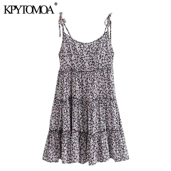 

women chic fashion floral print pleated mini dress vintage side zipper bow tied thin straps female dresses mujer 210420, Black;gray