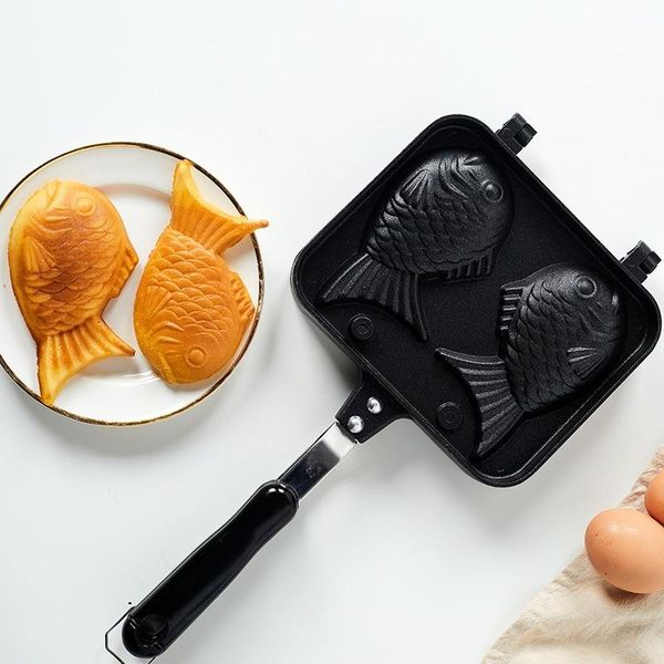 

baking moulds mouldslife japanese fish-shaped bakeware waffle pan maker pancake double stainless steel frypan home cake tools