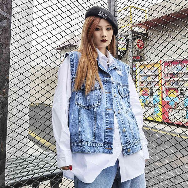 

shirts 2021 spring casual loose white female design sense tide brand imitation tencel cotton denim shirt long sleeves