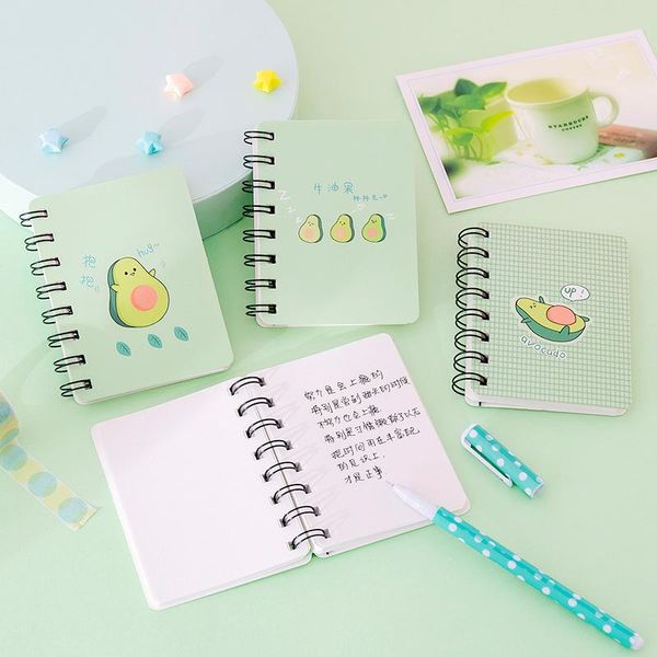 

notepads a7 adorable cute avocado notebook rollover mini portable coil notepad diary book exercise school office supply, Purple;pink