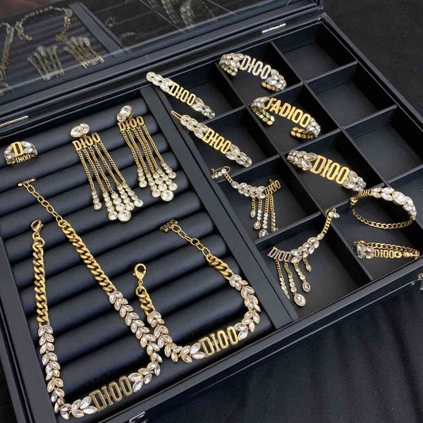

2021 high-quality jewelry 70% off sale high version wheat necklace female net red letter tassel ear clip earrings bracelet, Silver
