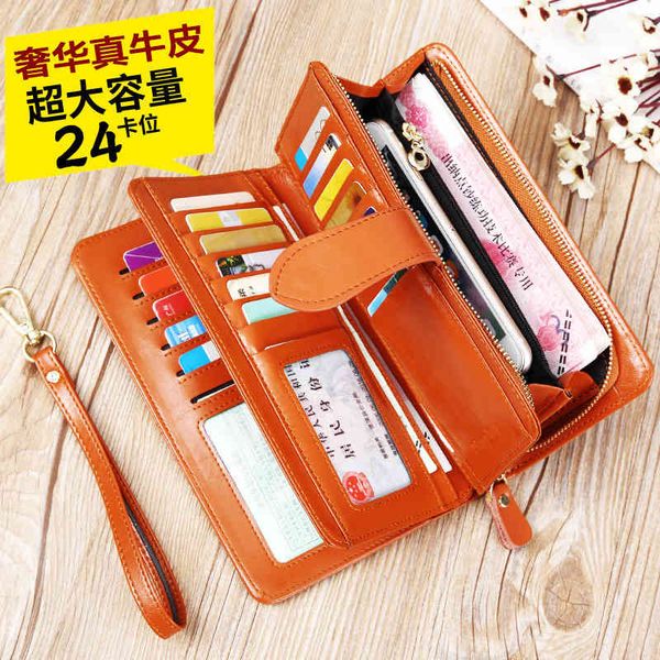 

wallet women's purse long 2021 leather multi card handbag, Red;black