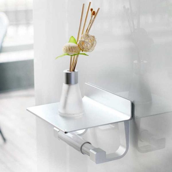 Aluminium-Toilettenpapierhalter mit Telefonablage zur Wandmontage, Badezimmerzubehör, Taschentuchrollenspender 210709