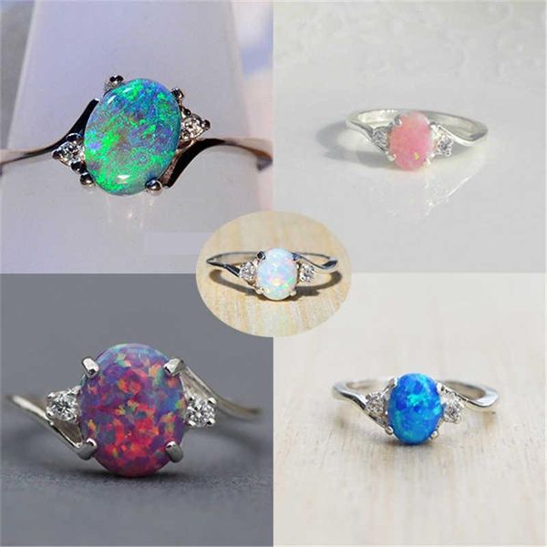 

wedding rings fashion genuine fire opal ring solid for women colour gem stone fine jewelry lady, Slivery;golden