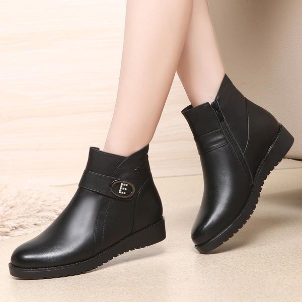 

boots 2021 autumn and winter women's plus velvet warm soft bottom non-slip shoes comfortable snow short cotton, Black