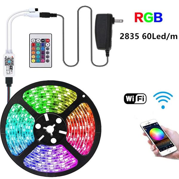 

strips rgb led strip smd 2835 1m - 5m 10m 15m 20m set dc 12v flexible tape diode tv light+power ir app control wireless