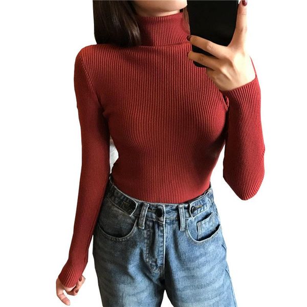 

autumn winter thick sweater women knitted pullover long sleeve turtleneck slim jumper soft warm pull femme ok419 women's sweaters, White;black