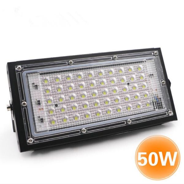 Luce di inondazione a LED 50W 220V 240V Proiettore CHIP IP65 Riflettore da parete per esterni impermeabile Illuminazione Faretto quadrato da giardino Bianco freddo D2.0