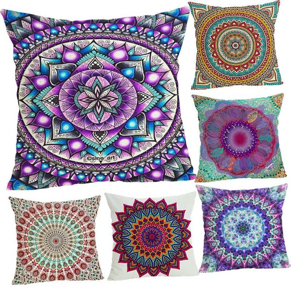 

lychee geometry printed cushion case 45x45cm mandala linen cover for bedroom home office cushion/decorative pillow