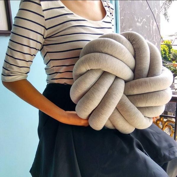 

cushion/decorative pillow ins with knot ball knotted by hand creative nordic woven velvet sofa decorative cushion