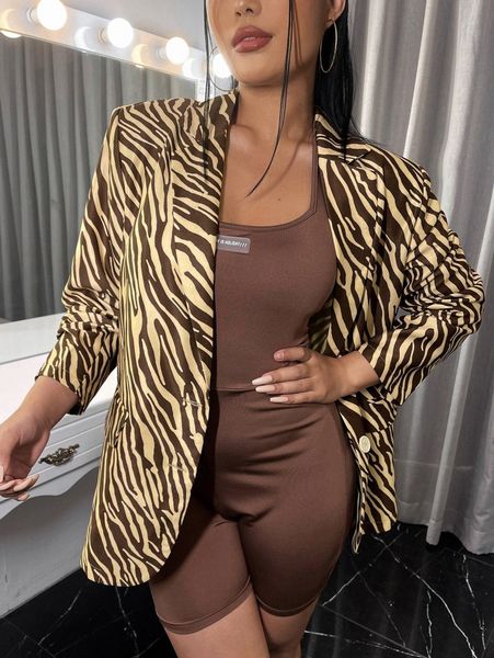 

sxy zebra stripe single breasted blazer w6c0#, White;black