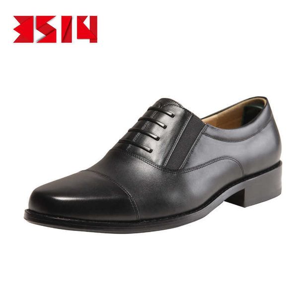 

3514 leather shoes men's business ess single tooling low round head, Black