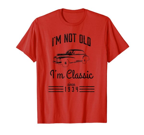 

not old classic car t-shirt 85th fathers day gift 1934, White;black