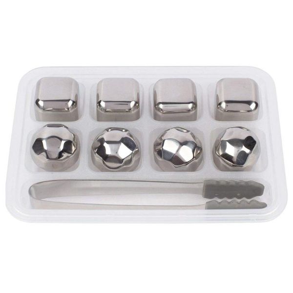 

ice buckets and coolers whiskey stones - set of 8 stainless steel ice-cubes diamonds with ing storage tray tongs reusable wine ch