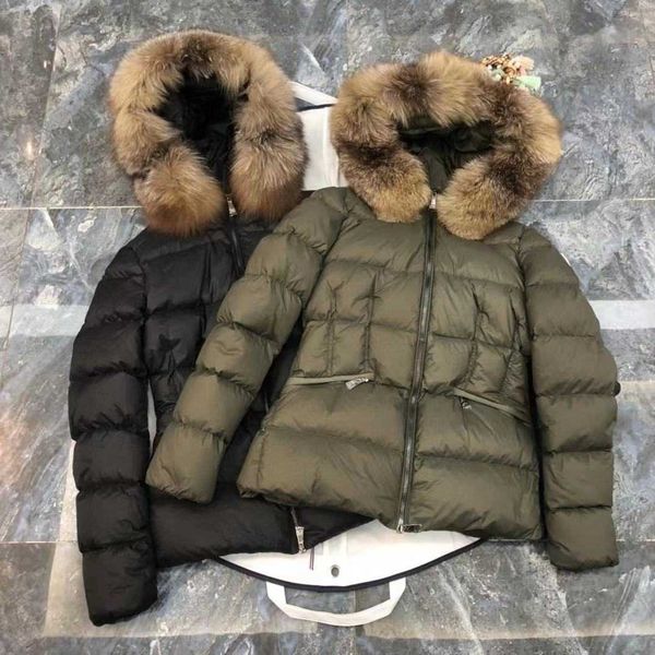 

monclair ladies down jacket monclair luxury french brand boed fashion waist fur collar winter warm jackets, Black