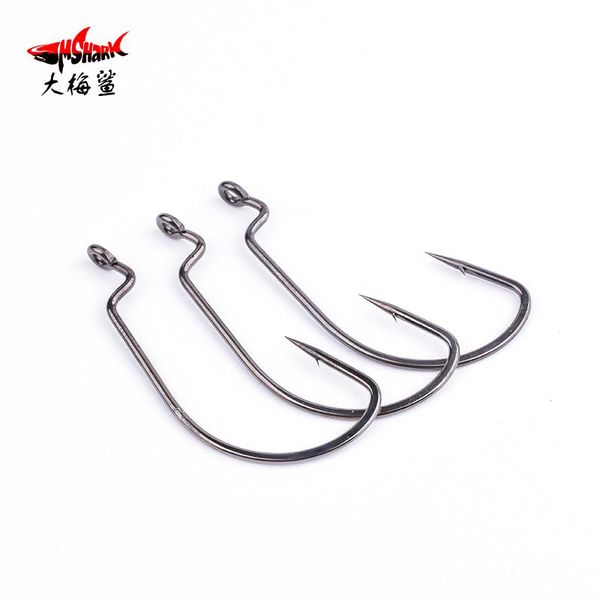 

wide crank fishing hooks carbon steel offset fishhook bass barbed carp hook for soft worm lure
