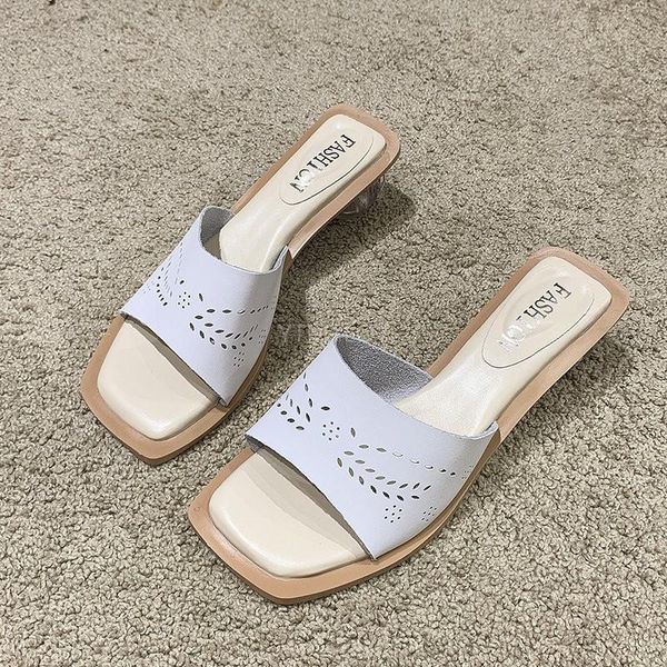 

slippers square toe thick solid red black 2021 zapatillas mujer casa women shoes pu leather sandals female