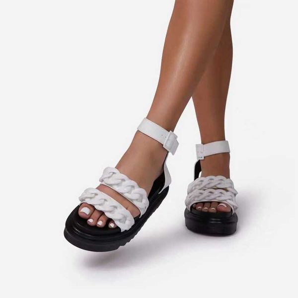 

2021 summer new shoes womens sandals students flat platform shoes women soft patent leather gladiator sandals female beach shoes y0721, Black