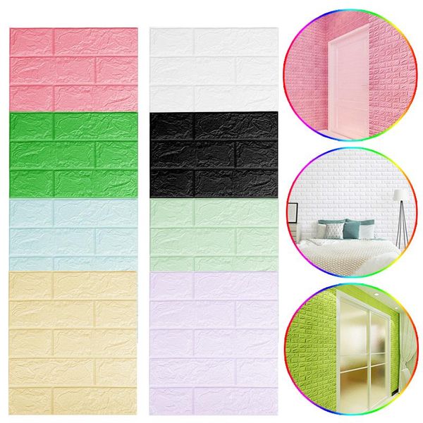 

wall stickers 3d brick diy decor self-adhesive waterproof wallpaper for kids room bedroom living decoration