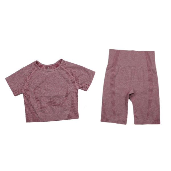 

yoga outfit 2021 pcs seamless set women running sportswear workout clothes high waist fitness shorts+short sleeve crop gym sets