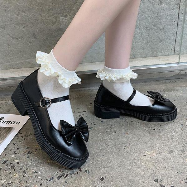 

dress shoes patent leather platform woman 2021 black high heels women pumps fashion round toe mary jane mujer