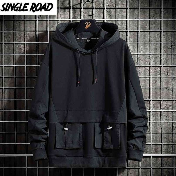 

single road mens hoodies men spring techwear hip hop sweatshirt japanese streetwear oversized black hoodie men plus size 210819, White