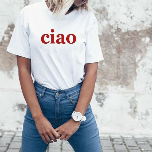 

hello ciao letter printing travel women adventure harajuku sailor solid moon blowing bubbles womens fashion tee cute, White