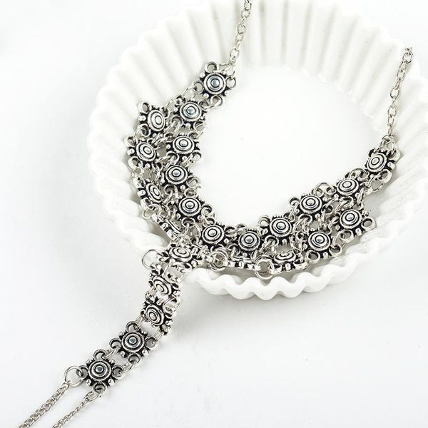 

anklets vintage round charms boho retro silver plated for women bohemia, Red;blue