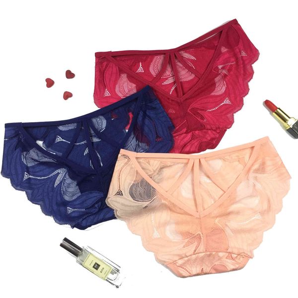 

new style women's underwear in spring summer, comfortable breathable, lace ribbon, hollow out cotton crotch, moisture absorption and, Black;pink