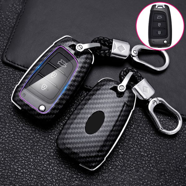 ABS Carbon Fibe Smart Car Case Case Perful Cover Protection Case для Hyundai Solaris 2 Elantra Kona I30 I35 I40 Tucson Azera Keychain