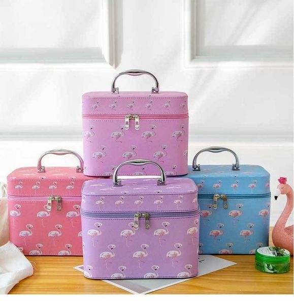 

cosmetic bag storage wash pu women toiletry make up box suitcase bags & cases