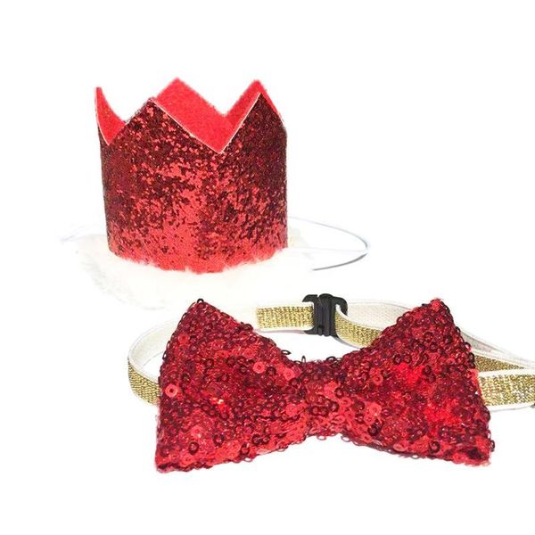 

dog apparel dorakitten christmas pet hat cute reusable fashion crown with cat bowtie collar supplies clothing & accessories