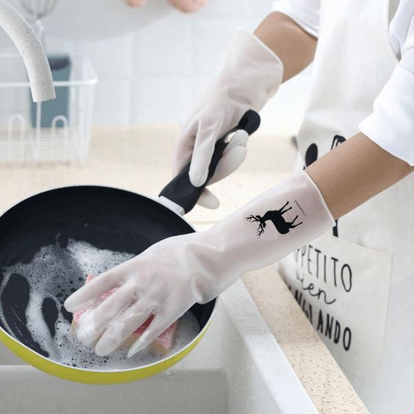 

disposable gloves 2 pairs kitchen dish washing household dishwashing rubber waterproof for cleaning dishes durable