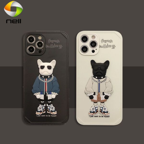 

3d stereo dog iphone 12promax mobile phone case 11 pro max apple 12 x / xs / xr soft 8plus 7p silicone suit couple soft cases
