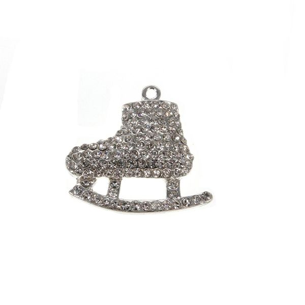 

clear crystal ice skate shoe charm pendant for necklace, Bronze;silver