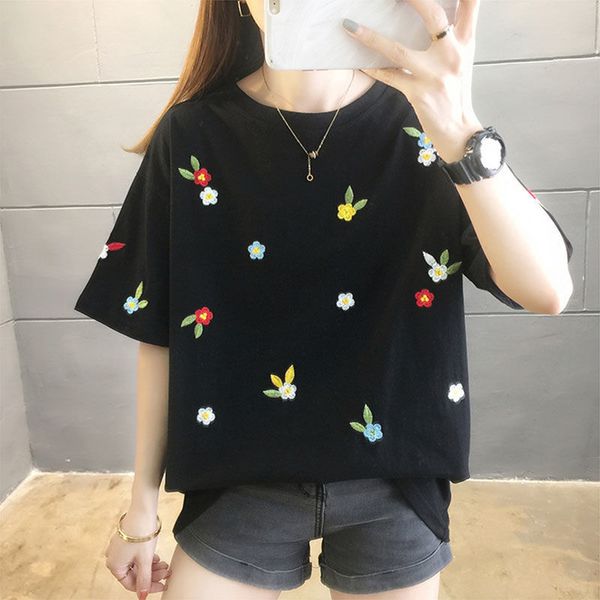 

women's sweaters embroidered cotton jacket for spring and summer, short-sleeve foreign shirt n9ne, White;black