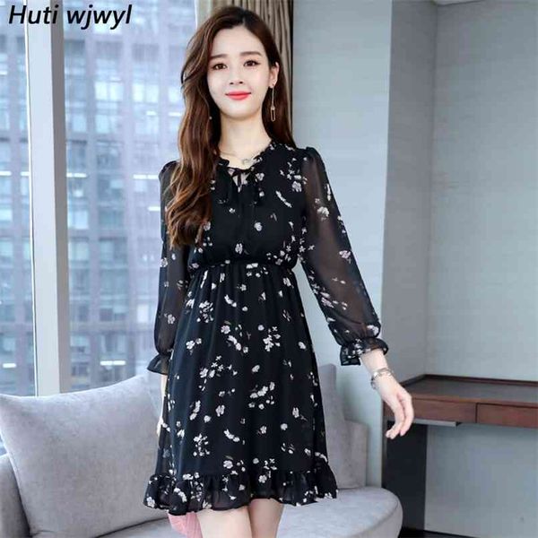 

vintage 3xl plus size black print beach dresses summer chiffon boho mini sundress women bodycon elegant party vestidos 210528, Black;gray