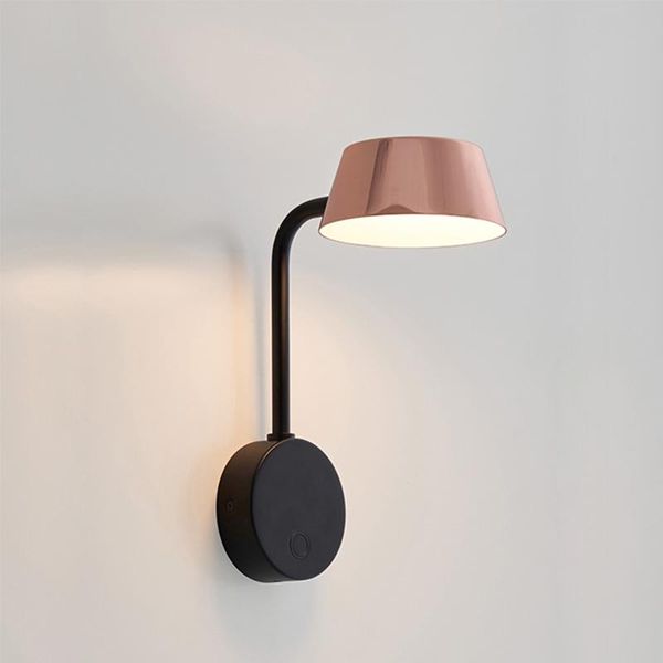 

nordic led metal rotary wall rose gold living room bedroom bedside lamp