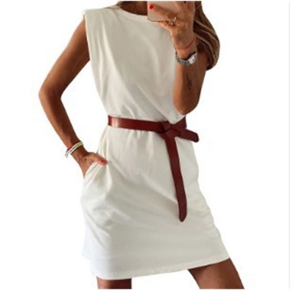 

charming dresses 2021 casual round ne poet skirt with belt, Black;gray