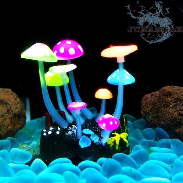 

1pcs luminous colored mushrooms mini fish tank decoration accessories aquarium plants ornaments bowl background decorations