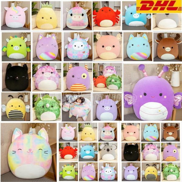 

dhl 25cm squishmallow dolls twenty styles gummy colorful doll unicorn cat pig bee dinosaur pillow plush toy gift
