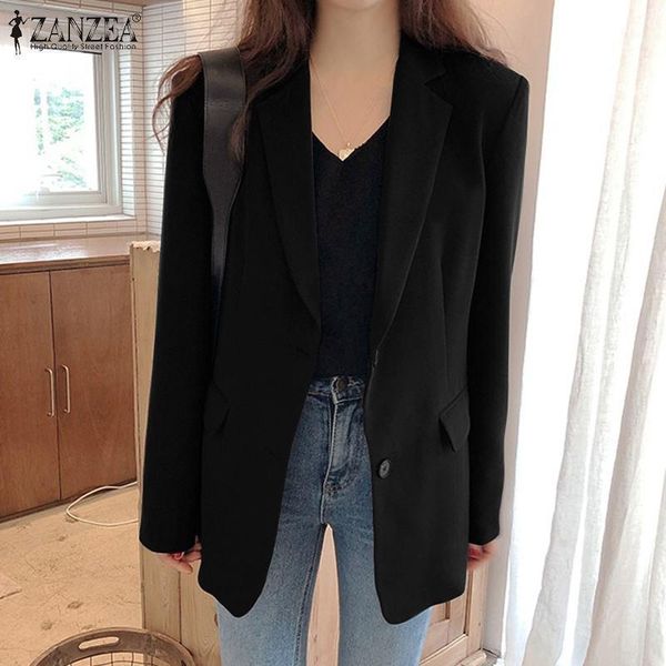 

women's suits & blazers women's female clothing casual long sleeve lapel jackets elegant baggy coats stylish overcoats women autum, White;black