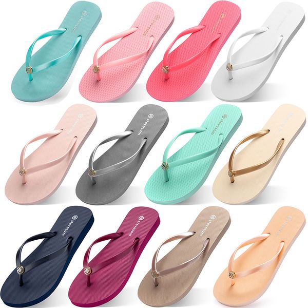 Damen-Hausschuhe, modische Flip-Flops, Strand-Hotel-Hausschuh, dreifach schwarz, rosa, weiß, zitronengrün, grau, blau, Damenschuhe, dreiundzwanzig