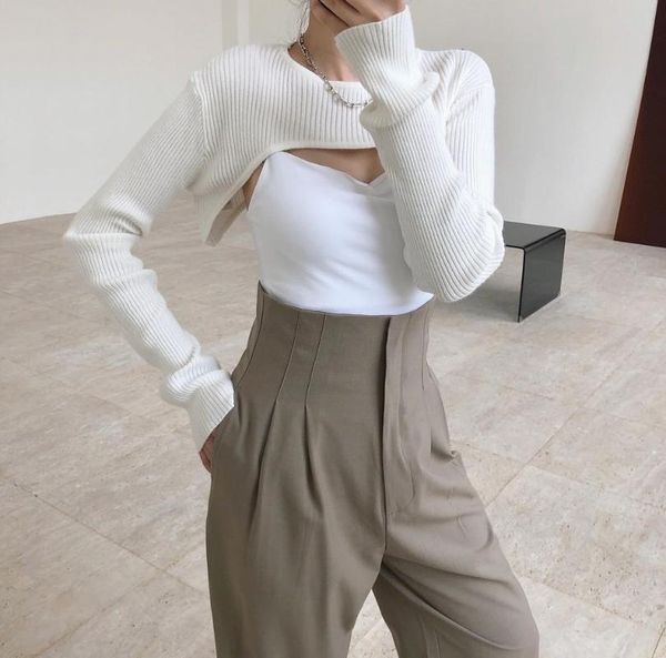 

women's sweaters pretty woman wool short sweater sleeves, White;black