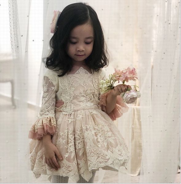 

girl's dresses lolita baby girl style embroidery lace birthday party with sash kids clothes 1-5y ym001 tgtj, Red;yellow