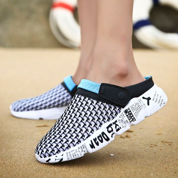 

designer men's shoes beach slippers breathable sandals lazy shoe sports sneakers trainers outdoor jogging walking size 39-45, Black